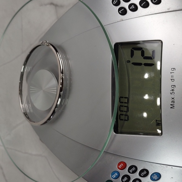 Sterling Silver Hinged Bangle Bracelet w/Cubic Zirconia Accents - Picture 8 of 8